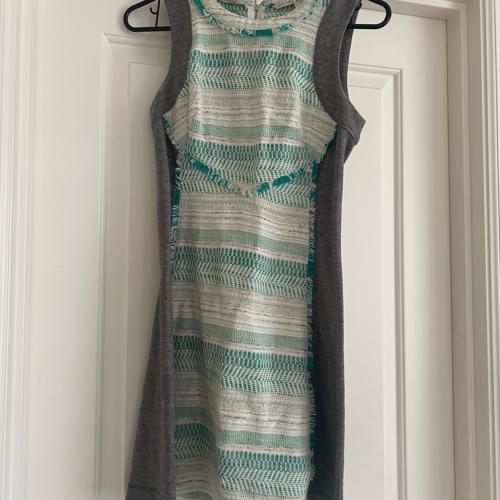 RACHEL by Rachel Roy gray, cream, and turquoise dress